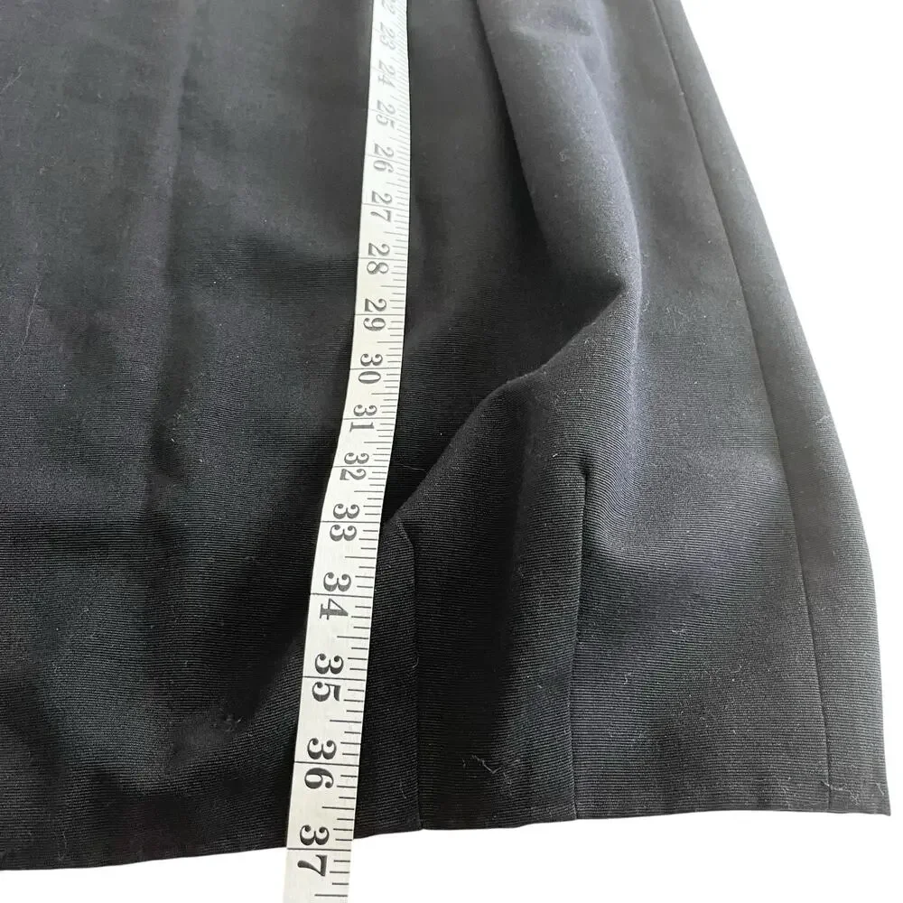 Orla Kiely Black Wool Short Sleeve Pleated Knee Length Sheath Dress Size 3
